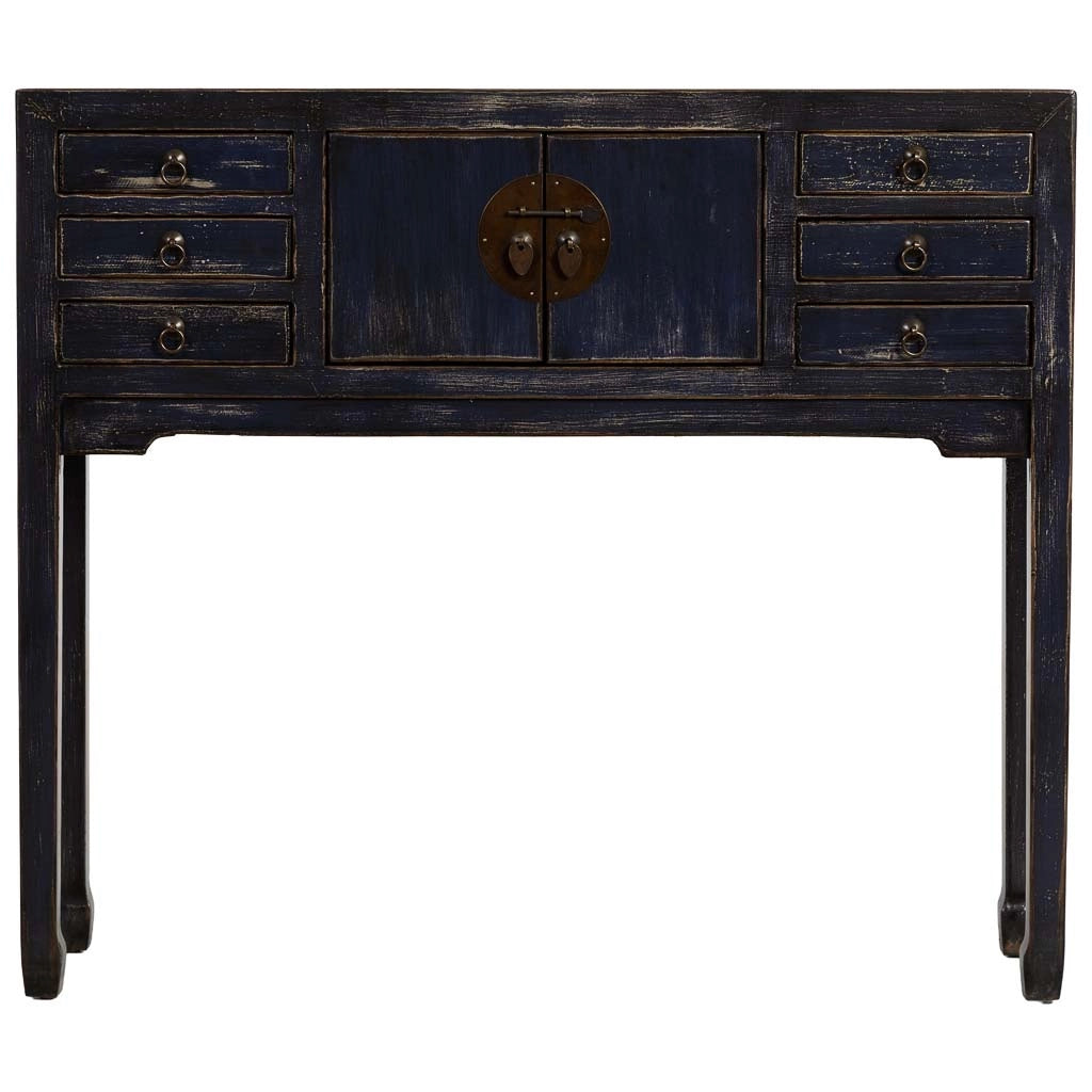 Mobile da ingresso in legno nero invecchiato 100x26x87h cm