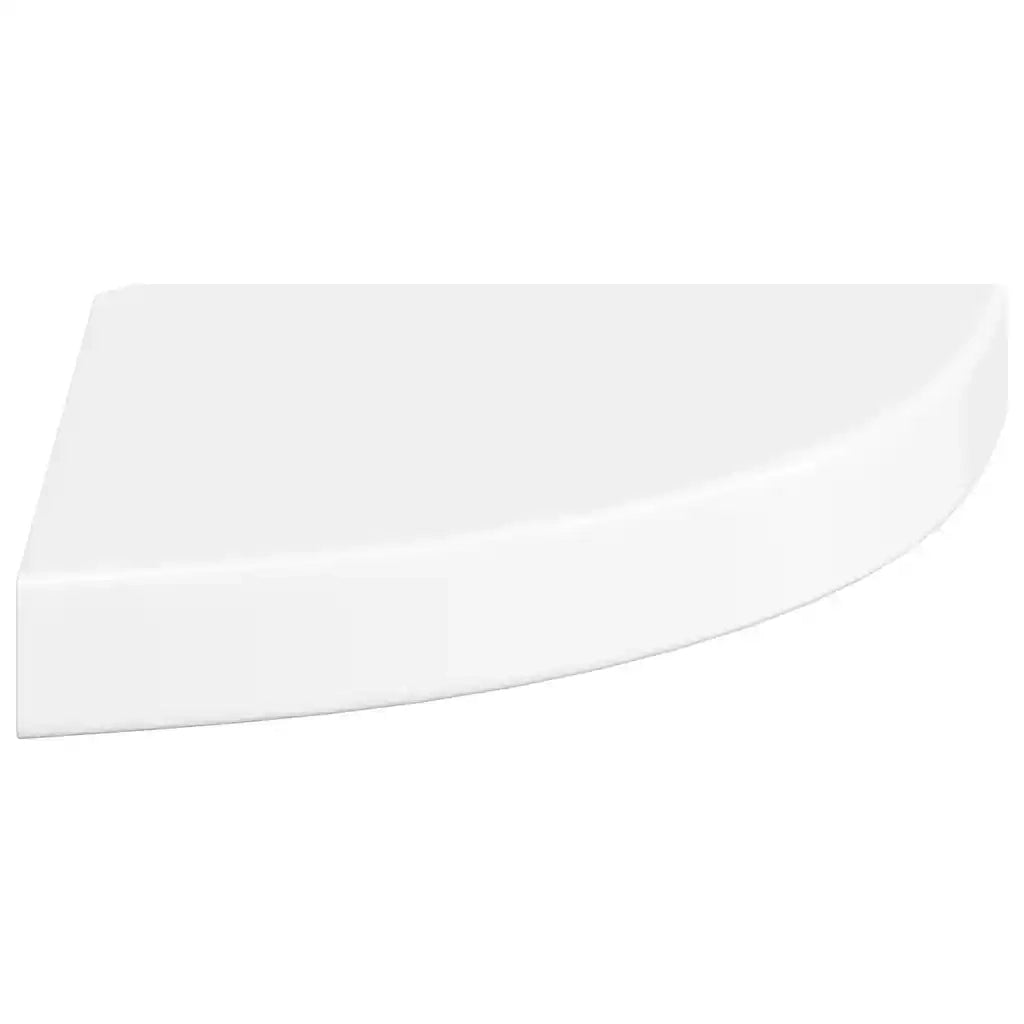 Mensola angolare sospesa bianco lucido 25x25x3,8 cm MDF 323886