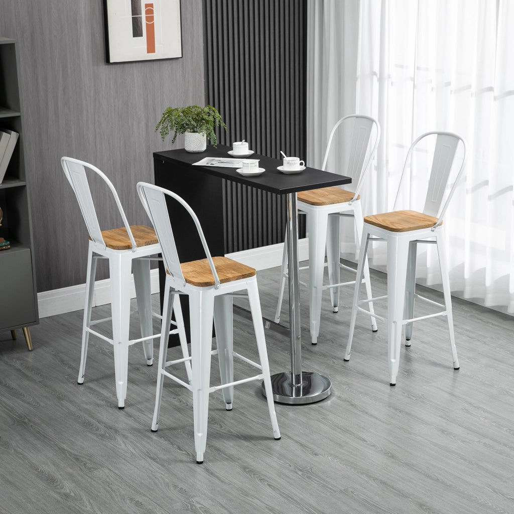 Set di 4 sgabelli da bar industriali con schienale e poggiapiedi ¨C Zephmum ¨C Altezza seduta 76 cm in metallo bianco