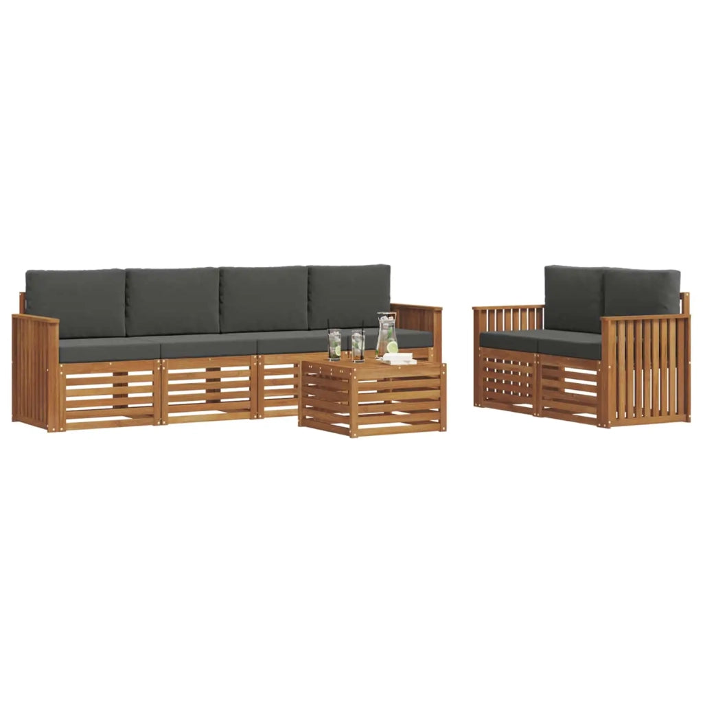 Set di divani da esterno con cuscino 7 pcs Naturale e Antracite