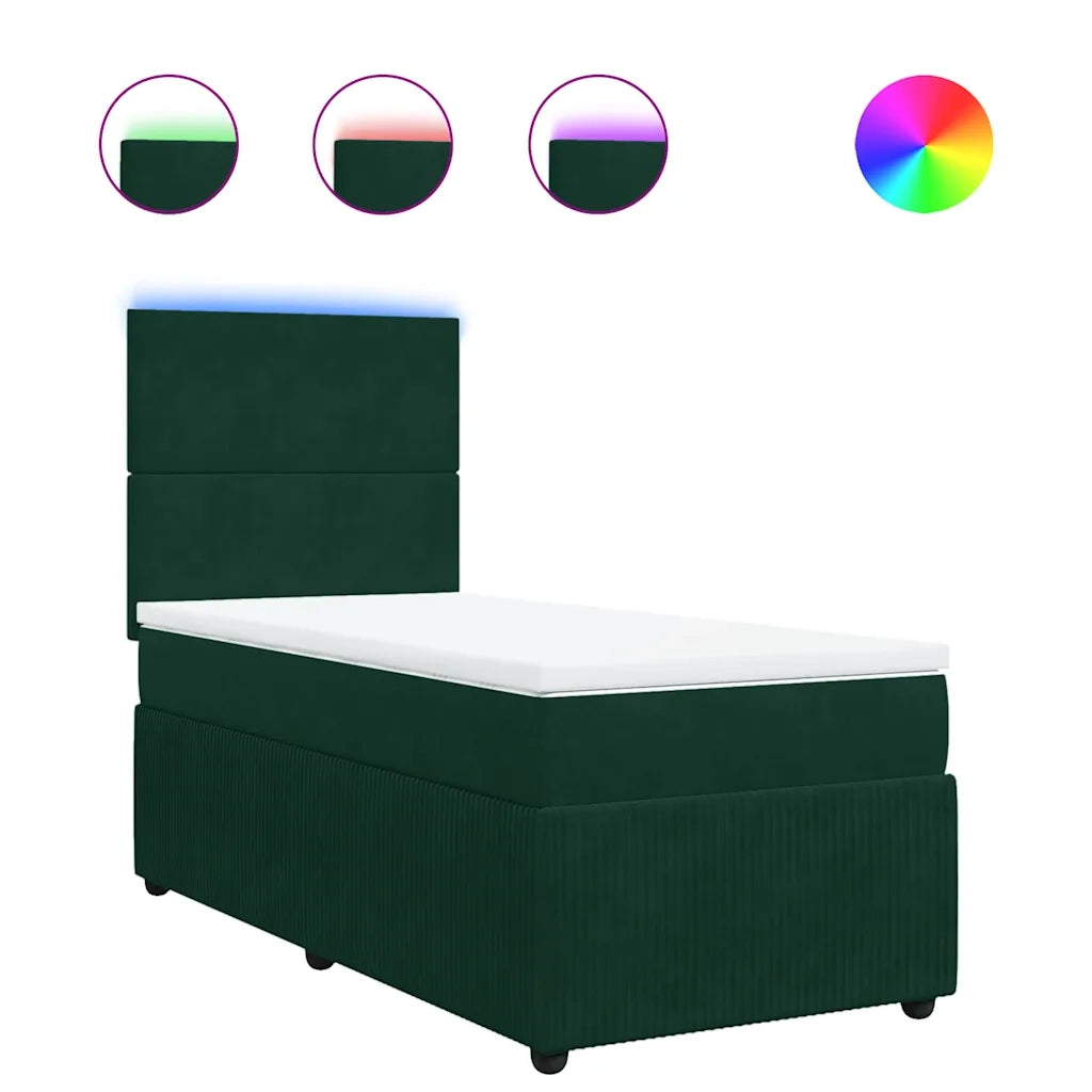 vidaXL Giroletto a Molle con Materasso Verde Scuro 90x190 cm Velluto