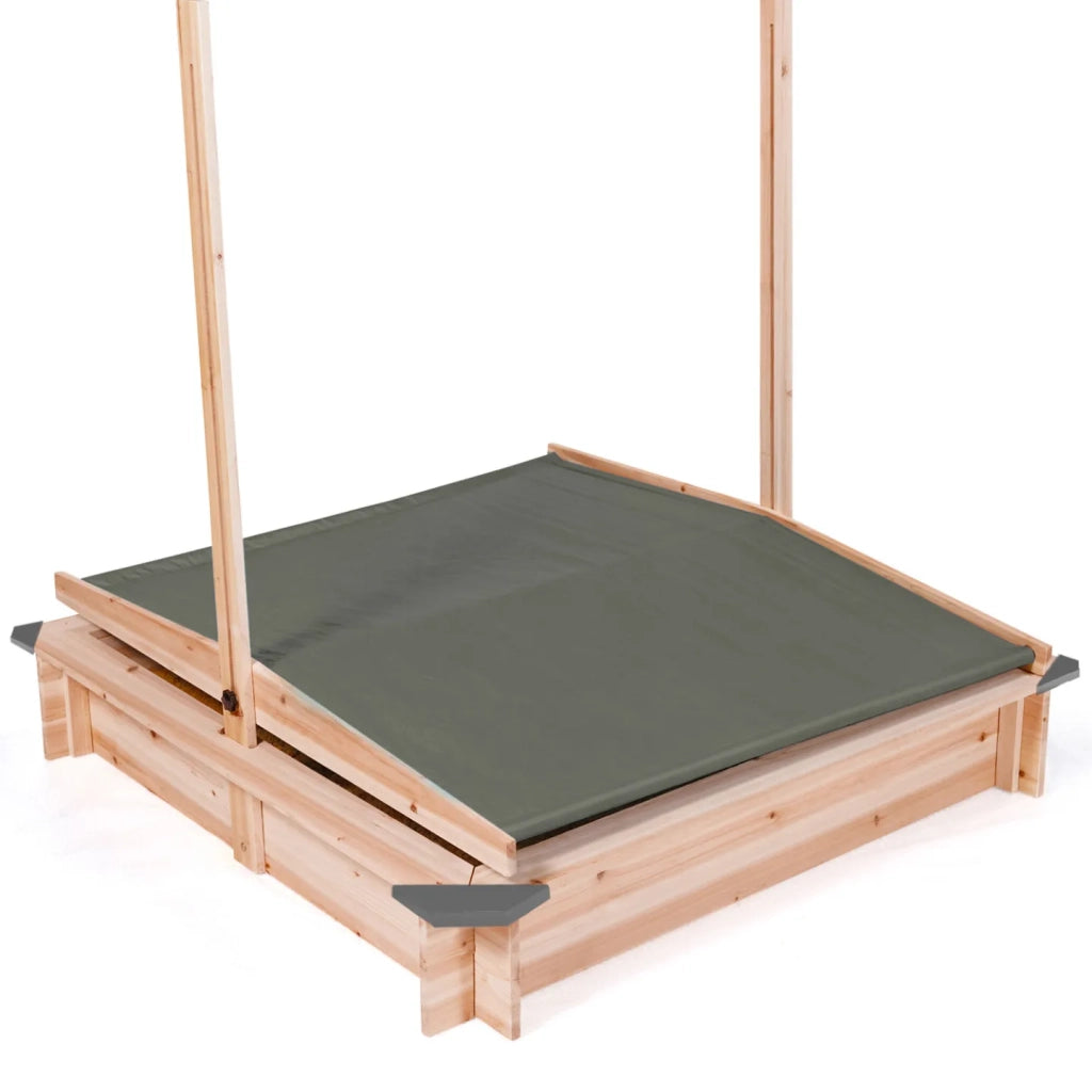 IDMarket - Sabbierra in legno con tetto apribile grigio KIDS