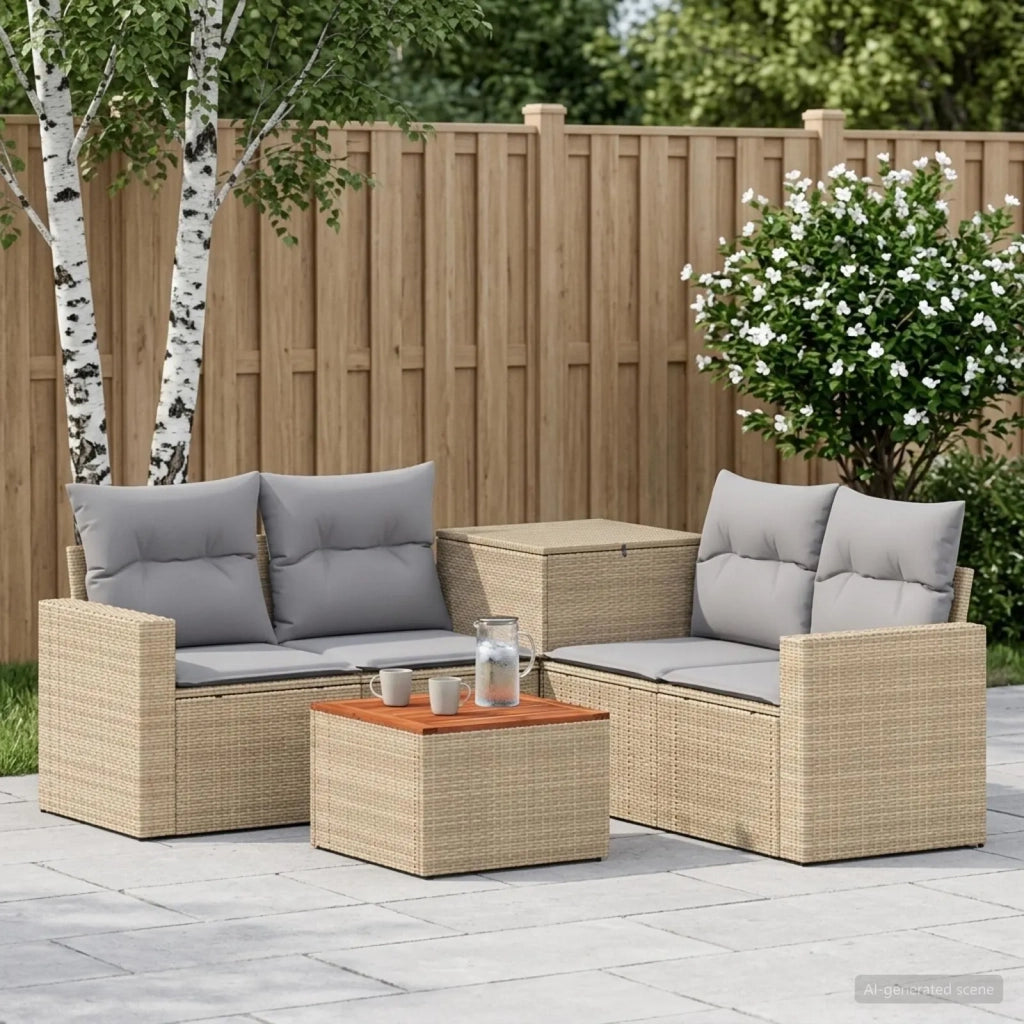 Set di divani 6 pz Beige e Grigio Chiaro 3447419