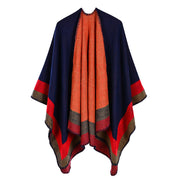 Sciarpa calda da donna a righe, piccola e quadrata, in cashmere e acrilico.
