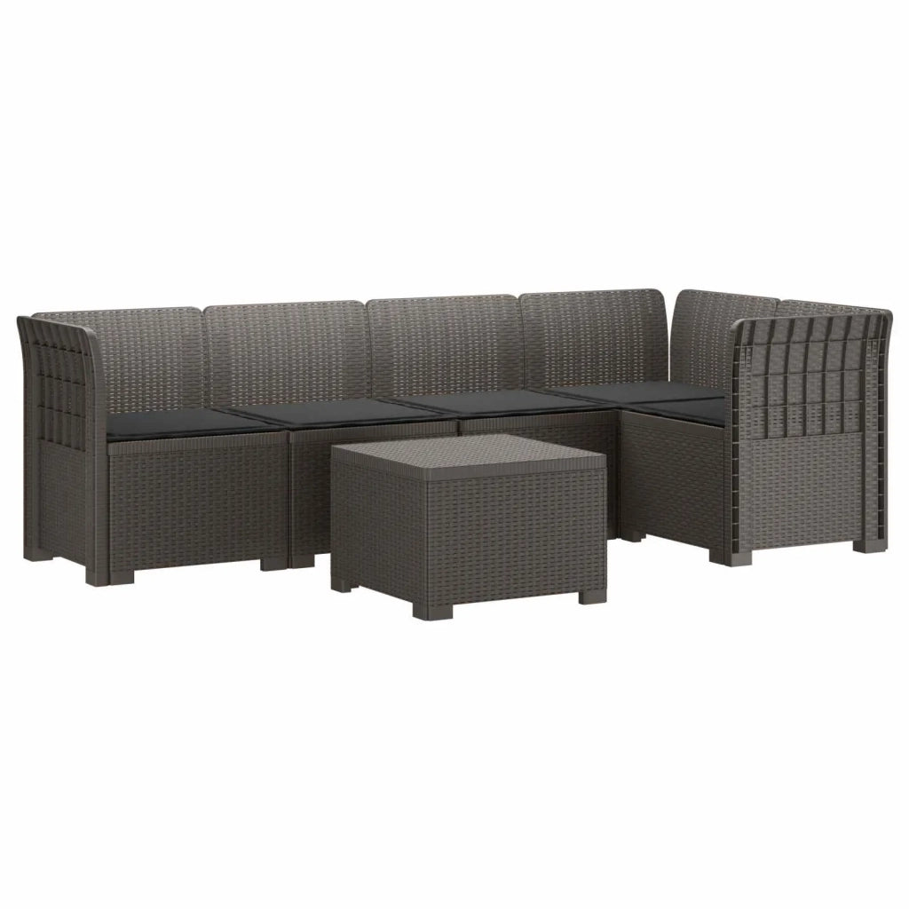 Divano da Giardino 5 Posti con Cuscini Stile Rattan PP 3444083