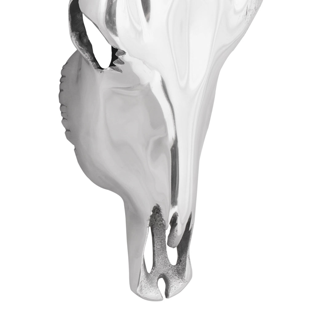 Teschio di Toro da Muro Argento 34x13x53 cm Alluminio