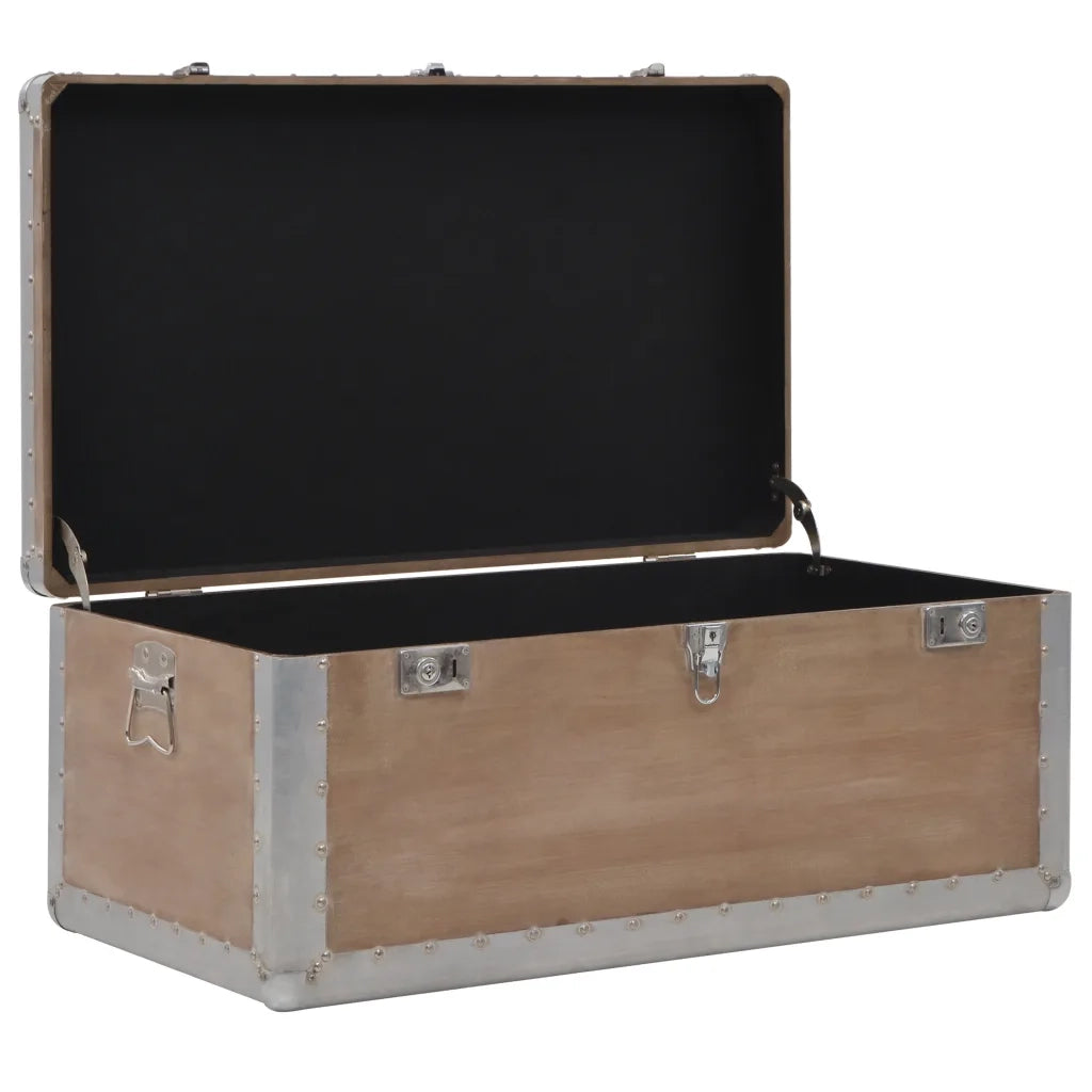 Baule Portaoggetti in Massello di Abete 91x52x40cm Marrone CFW2392087