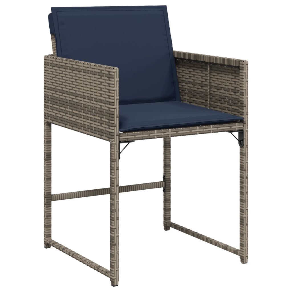 Set da Pranzo da Giardino 9 Pezzi con Cuscini Grigio Rattan PE