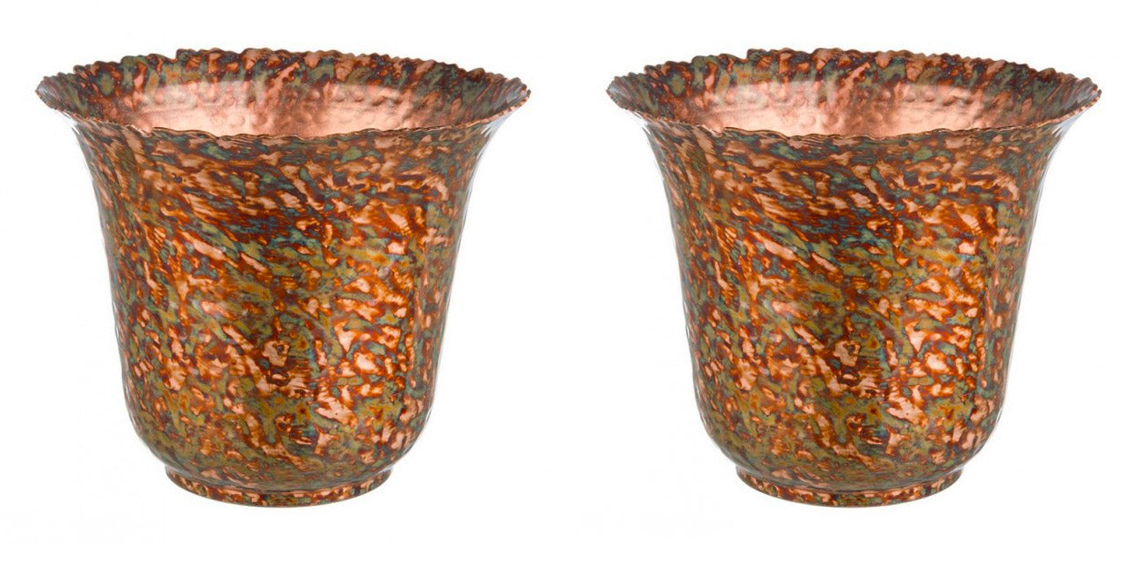 Set 2 Vasi Decorativi da Salotto Ø20,5x12 cm in Metallo Judd Bomb S Rame