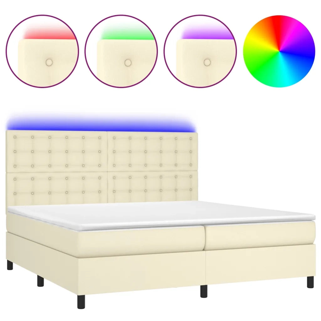 Giroletto a Molle con Materasso e LED Crema 200x200 cm cod mxl 62182