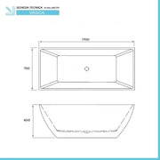 Vasca da bagno freestanding 170x75 moderna modello Lisa