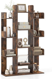 Libreria a Forma di Albero, Scaffale Multiuso con 13 Ripiani Aperti, Scaffale Decorativo Autoportante a Cubo per Soggiorno Studio o Ufficio, 86x24,5x141 cm (Marrone)