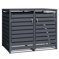 Copri bidoni della spazzatura con coperchio ribaltabile per due contenitori 60-240l, acciaio antracite, copribidone da esterno