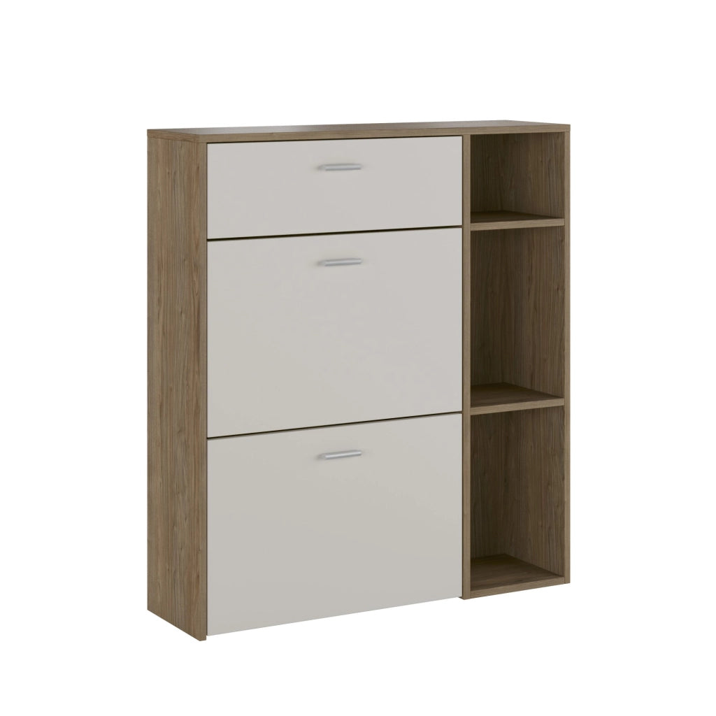 Mobile Portascarpe Samassi, Scarpiera Paia, 90x26x102h cm Marrone Noce