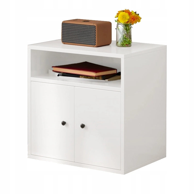 Libreria a colonna bianca con 2 ante, cassettiera, mobile, stile loft scandinavo moderno