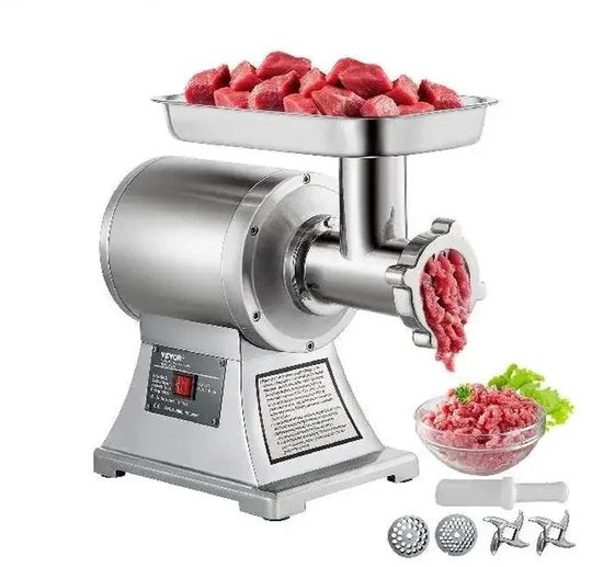 Molinello elettrico per carne - Adatto a tutti i tipi di carne - Molini per carne - Stufatore di salsiccia - 2 lame - 1100W - 193tpm - Macchina per molino da cucina - Acciaio inox