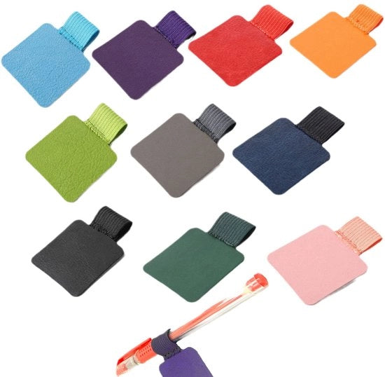 Penhouder 10 pezzi, pen holder autoadesivo, portafoglio per appunti, pen holder autoadesivo, pen holder elastico, rettangolare per tablet, agenda, calendario, portafoglio per appunti