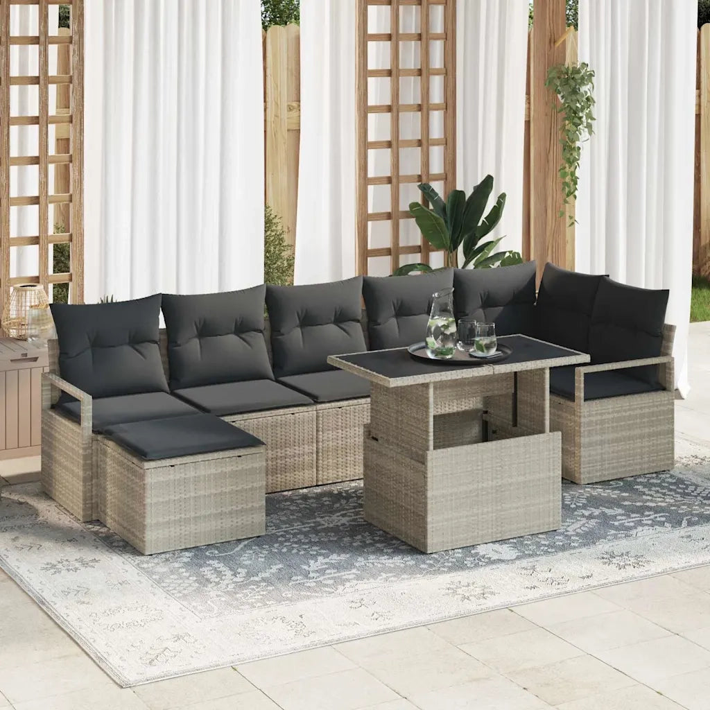 Set Divano da Giardino con cuscino 8 pcs Grigio chiaro