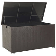 Cesta baule portaoggetti da esterno Marrone finto rattan Cuscino da giardino da giardino 155 x 75 cm
