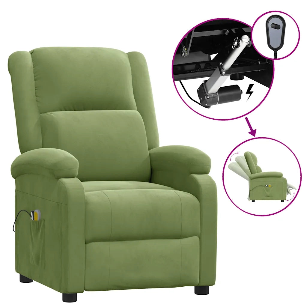 Poltrona Massaggiante Elettrica Verde Chiaro in Velluto 3098407