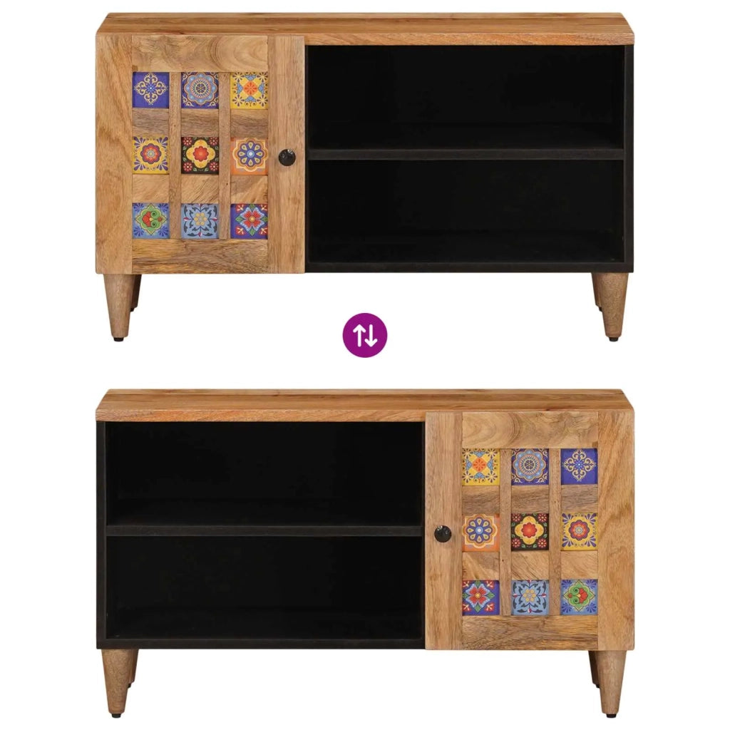 Mobile TV Naturale 80 x 33 x 46 cm Legno di mango massello 4018275