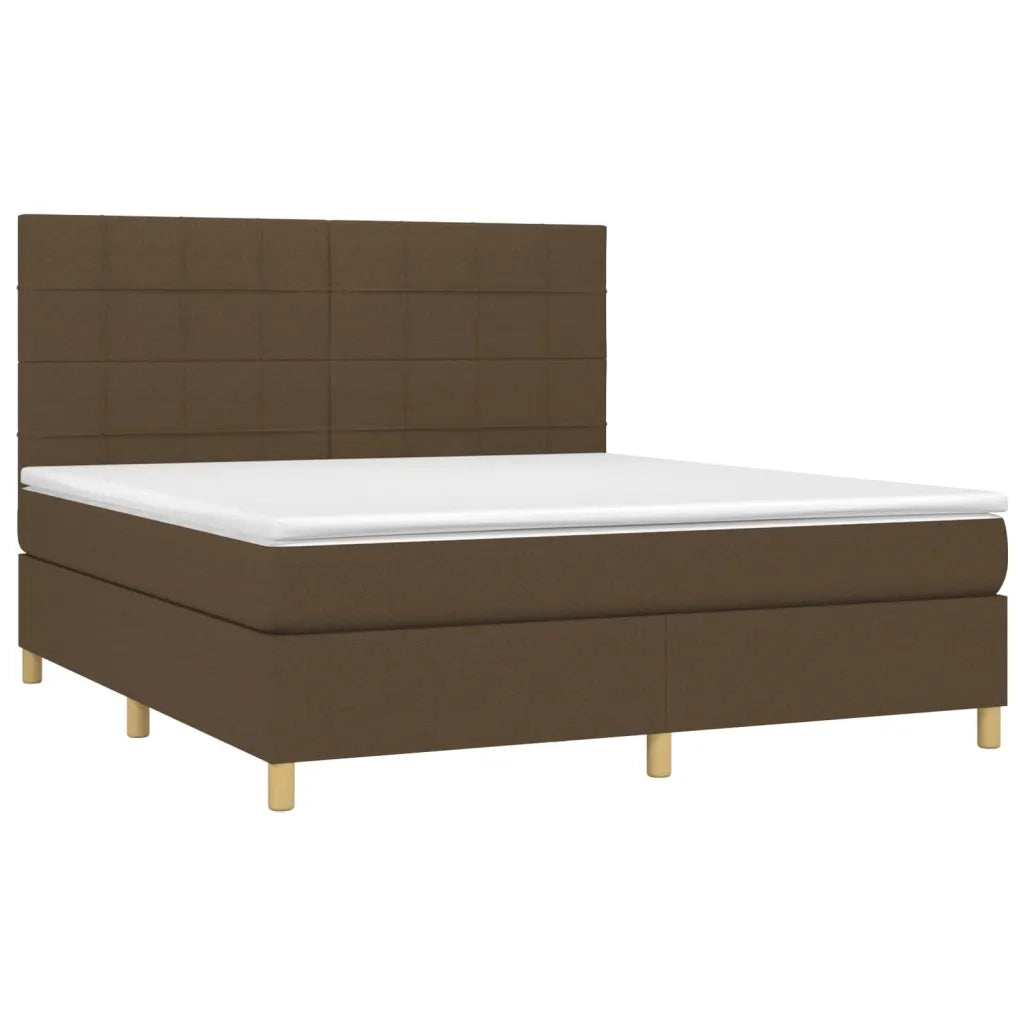 Letto a Molle Materasso e LED MarroneScuro 180x200cm in Tessuto 3135456
