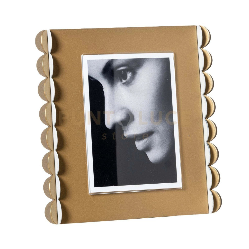 Portafoto di design Volans grande Oro laccato,bianco marmo,oro laccato,beige