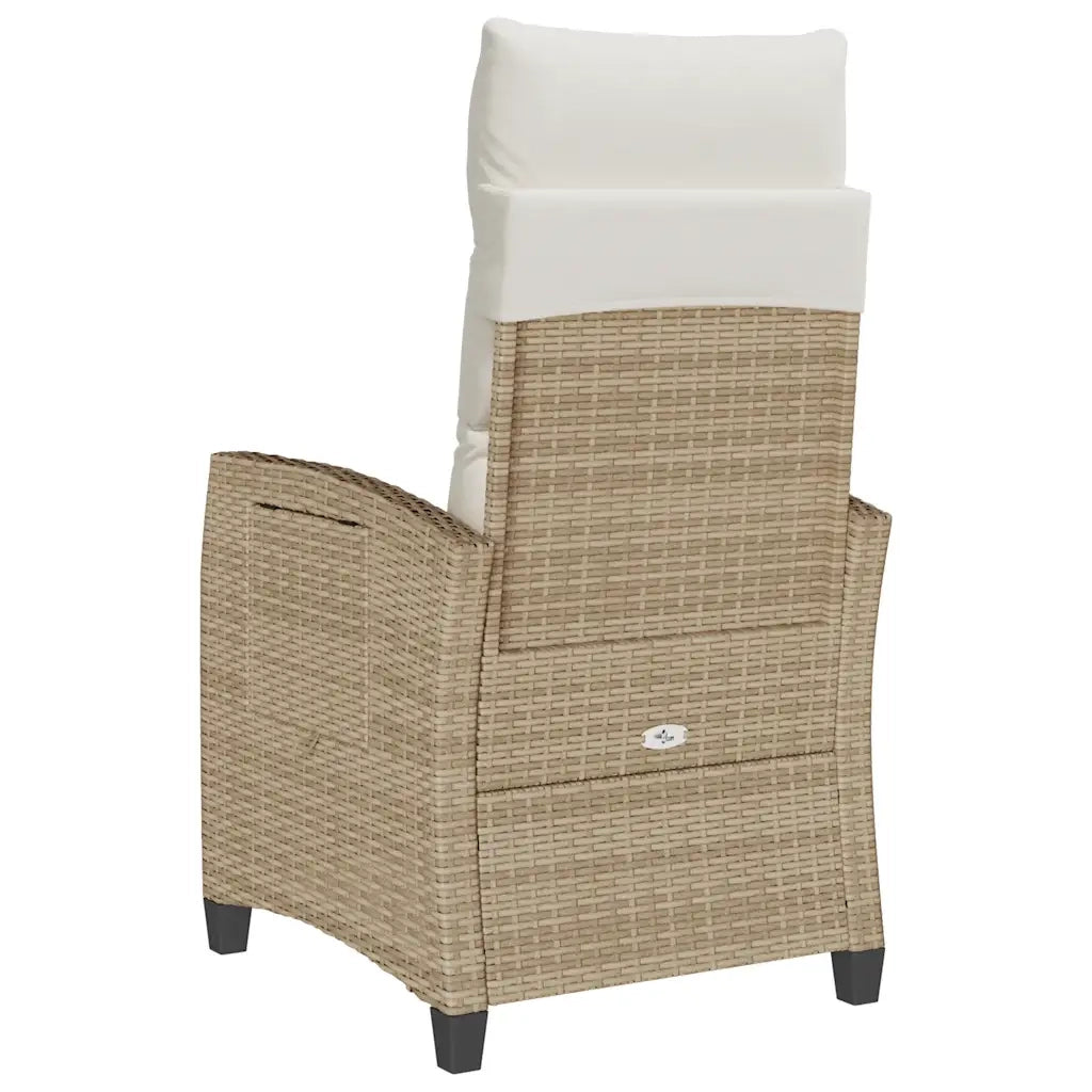 Sedia Reclinabile da Giardino | Sedie da Esterno con Tavolino Beige Polyrattan