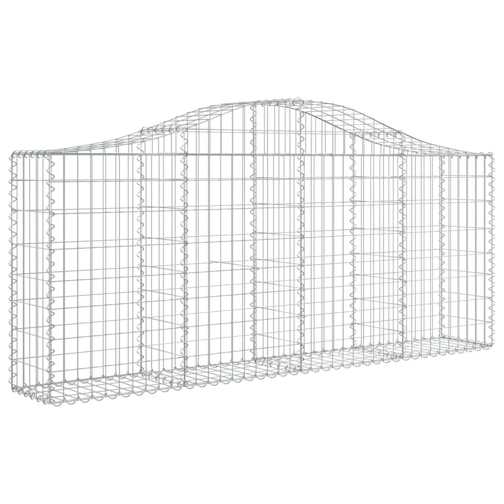 Cestini gabbioni recinzione a gabbia muro di contenimento ad arco 6 pezzi 200 x 30 x 80/100 cm ferro zincato argento 02_0040993
