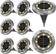 Illuminazione esterna a energia solare - Lampada da soffitto solare con 8 LED per esterni - IP65 impermeabile - adatta per giardini.