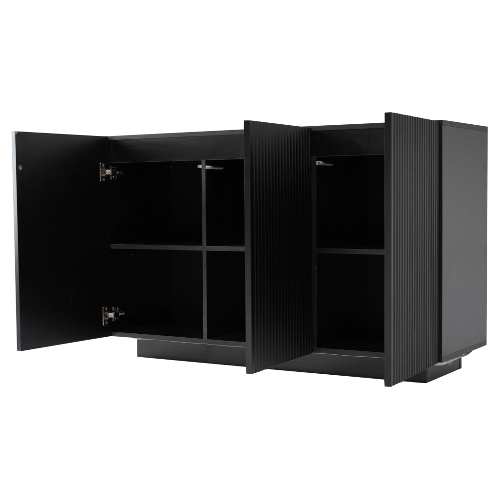 Sideboard moderno 120x40x75 cm con LED Bluetooth; effetto marmo; nero