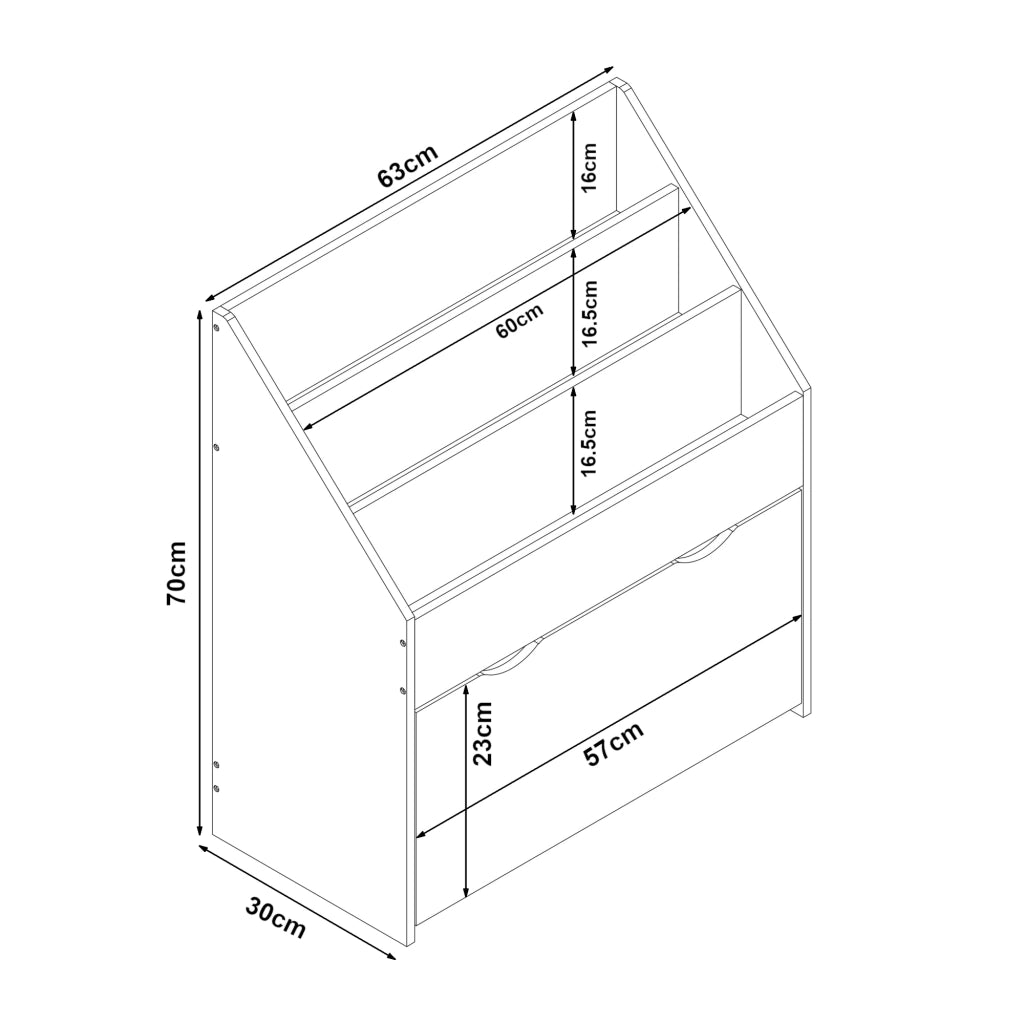 Scaffale dal design senza tempo per soggiorno camera da letto mobile contenitore per bambini 70 x 63 x 30 cm motivo bianco 03_0011310
