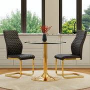 Set tavolo rotondo in vetro temperato e sedie nere oro
