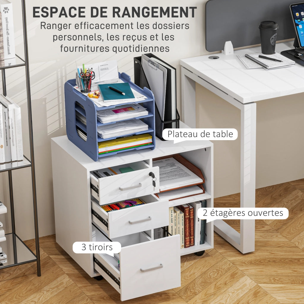 Cassettiera per stampante con 3 cassetti ¨C zephmum ¨C bianco 60x40x56cm