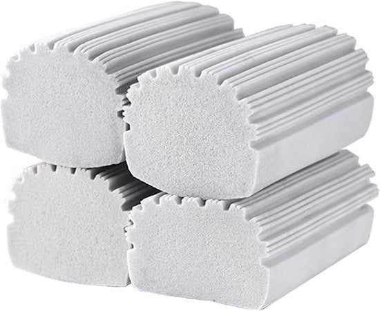 Kit di pulizia con spugne magiche riciclabili 4 pezzi per pulizia con vapore. Ideale per tende di vetro, piastrelle di vetro, ringhiere e specchi.