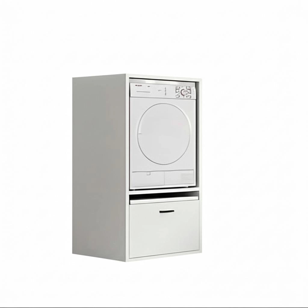 Mobile Per Lavatrice Asciugatrice Armadio Mobiletto Bagno Mobili Salvaspazio Con Cassetto E Mensola Allungabile Scaffale In Legno Armadietto Per Lavanderia Coprilavatrice 70 x 146 x 64 Cm Bianco