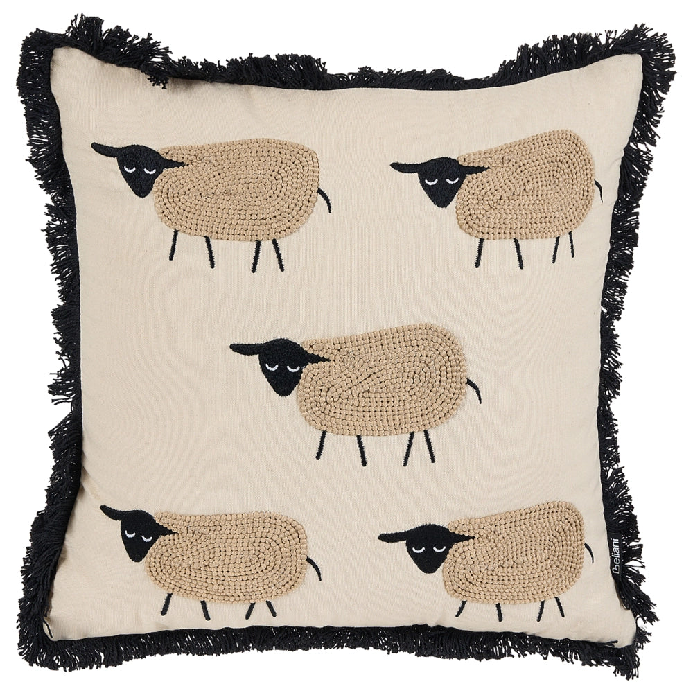 Set di 2 cuscini decorativi Beige Cotone 45 x 45 cm Motivo Pecora Moderno Decor Accessori