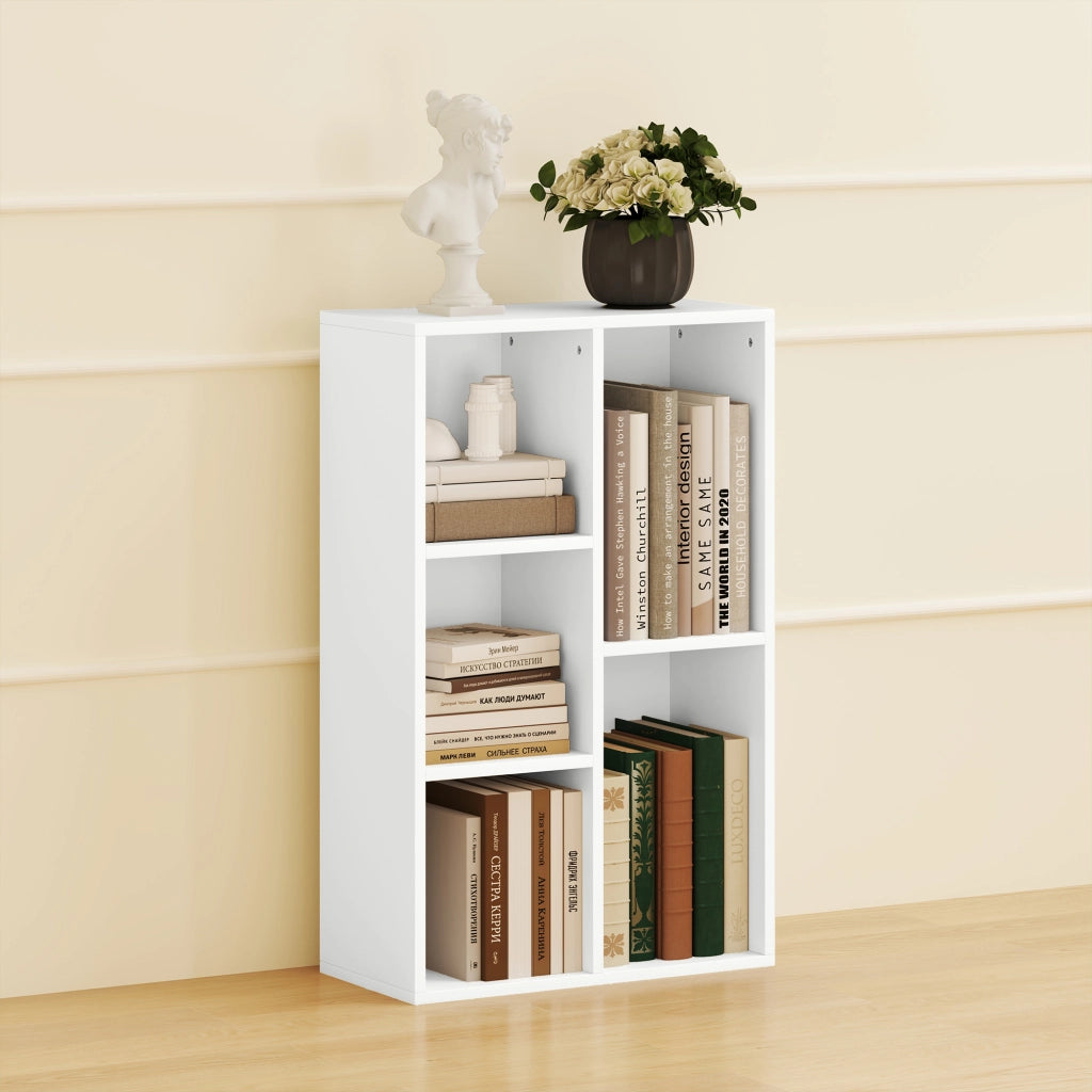 Libreria scaffale aperti 5 scomparti ¨C zephmum ¨C bianco 50x24x80cm