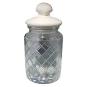 Trade Shop - Biscottiera Barattolo In Vetro 1 Lt Con Tappo Coperchio Ceramica Conchiglia -