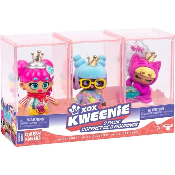 Confezione di bambole - XOX KWEENIE - Serie Quirky - 13 cm - 3 bambole incluse - Finiture uniche