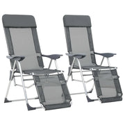 Sedie Campeggio Pieghevoli con Poggiapiedi 2pz Grigio Textilenecod mxl 73219
