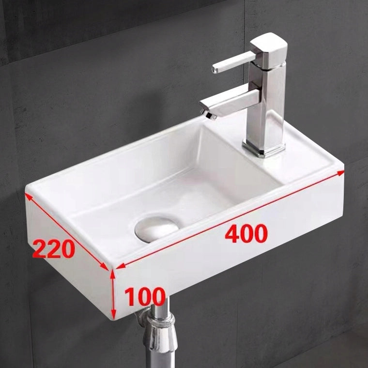 Lavabo da appoggio rettangolare in ceramica bianca da posizionare su piano 40x22 cm