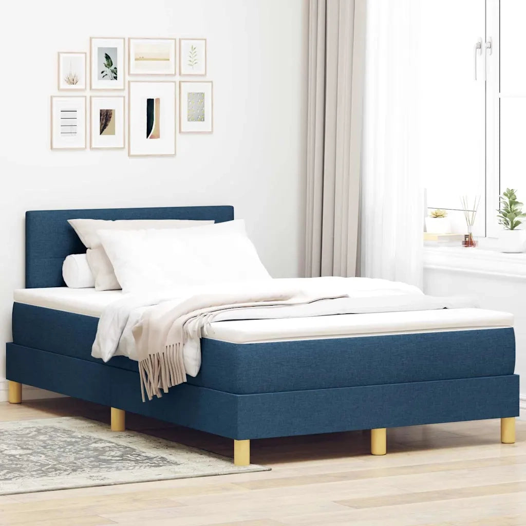Letto a Sorgente LED con materasso Blu 120 x 190 cm Tessuto