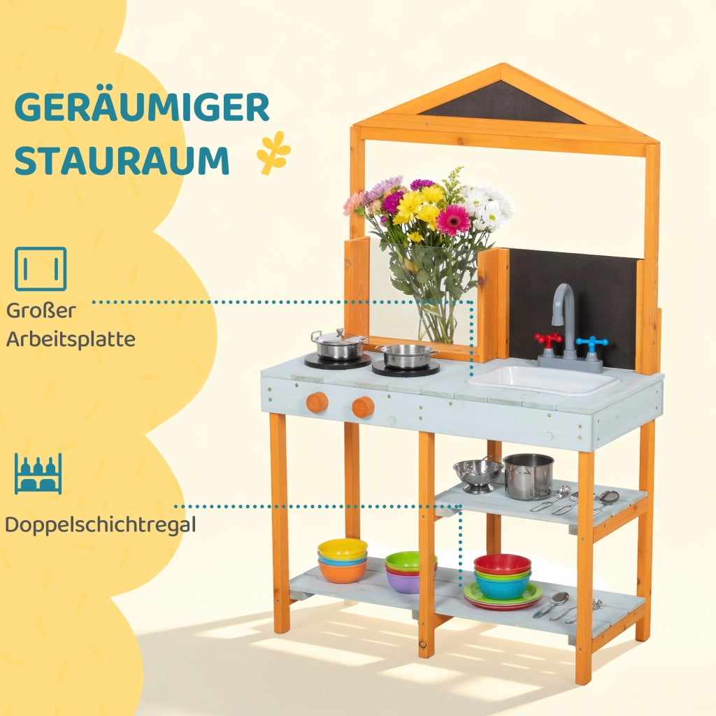 Cucina Gioco Fango Legno Bambini ¨C Xylo ¨C Outdoor con Lavabo Scaffale Blu 3-8 Anni
