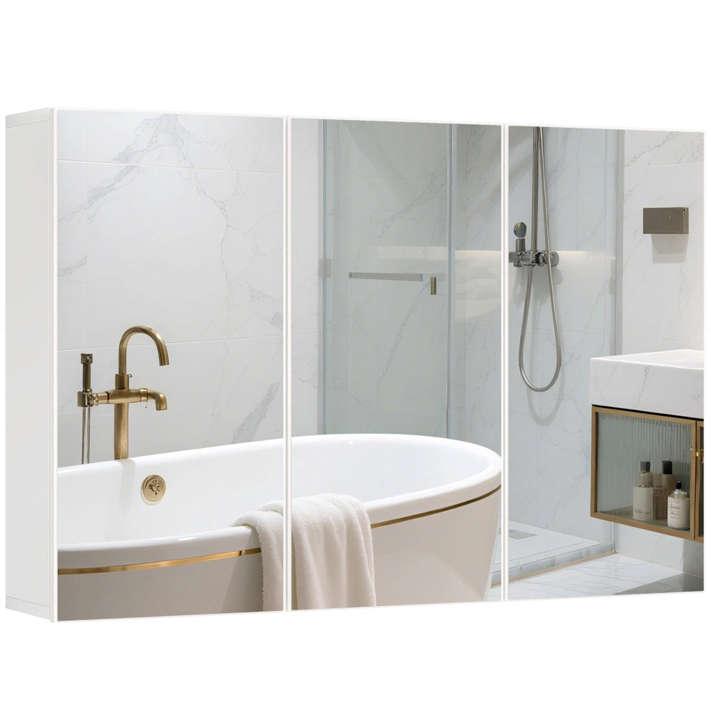 Specchio Armadietto Bagno con 3 Ante ¨C Zephmum ¨C Bianco 90x15.5x60 cm