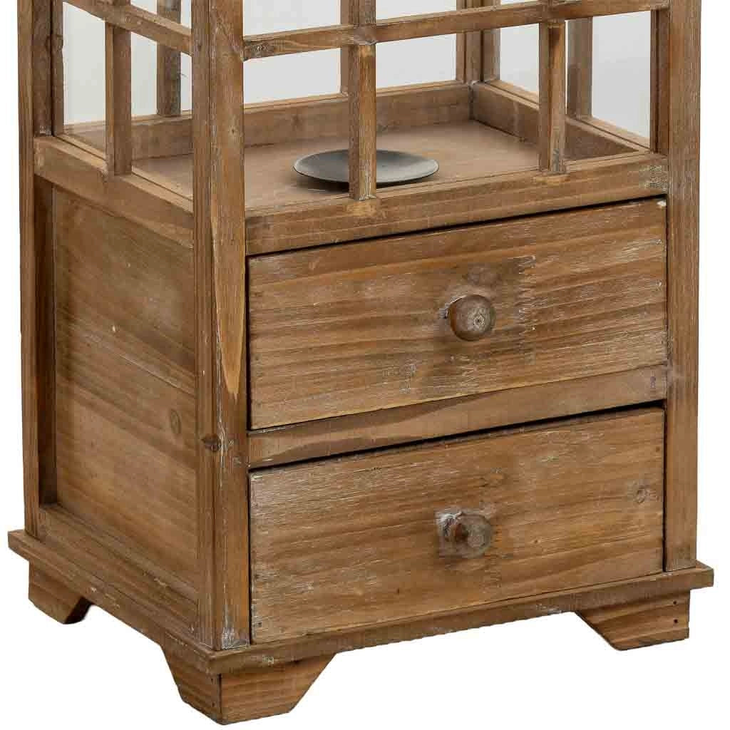 Lanterna in legno marrone 31x25,5x99h cm