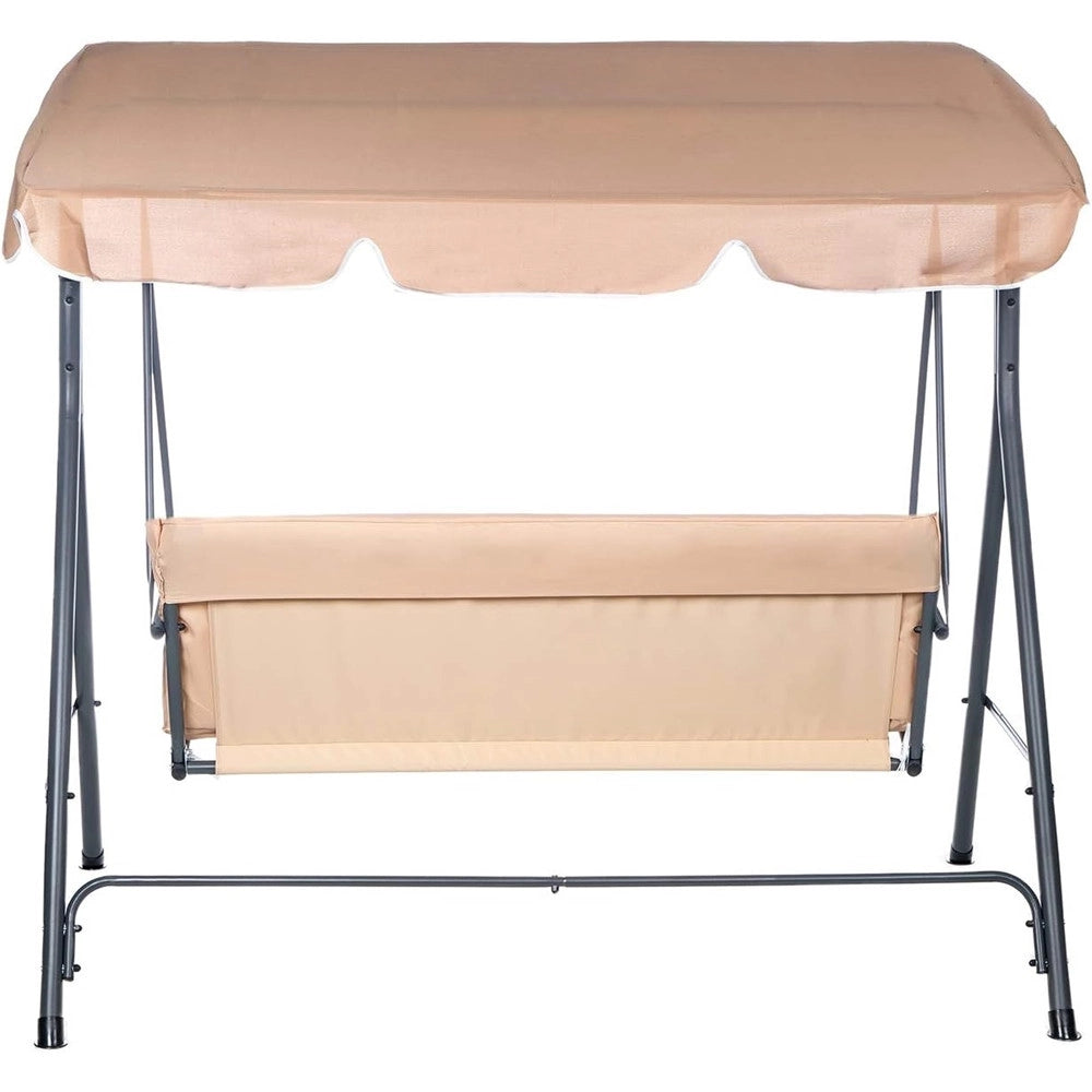 Trade Shop - Dondolo Altalena 3 Posti Con Tetto Parasole Regolabile Per Giardino Terrazzo Beige 349005 -