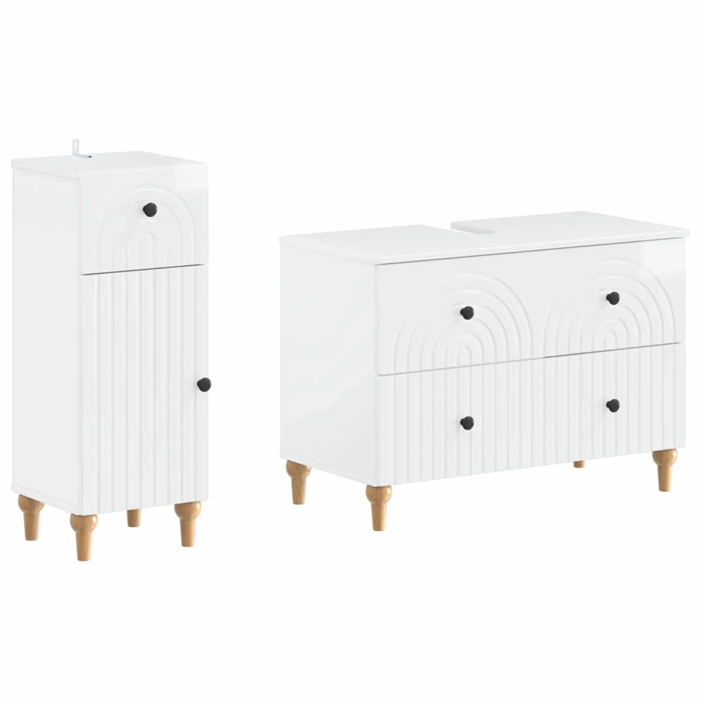 Set di Armadi da Bagno da 2 Pezzi ALKMAAR Bianco Lucido 3417670