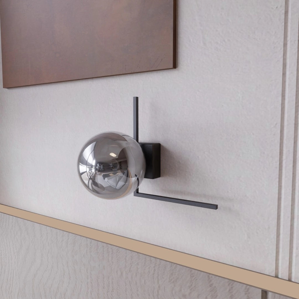 Lampada da soffitto Imago in acciaio nero e vetro grafite