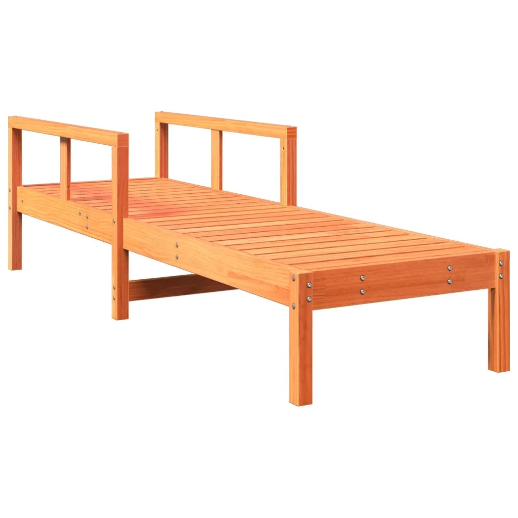 Lettino Prendisole | Sdraio da giardino | Lettino da sole Marrone Cera 199,5x62x55 cm Massello di Pino